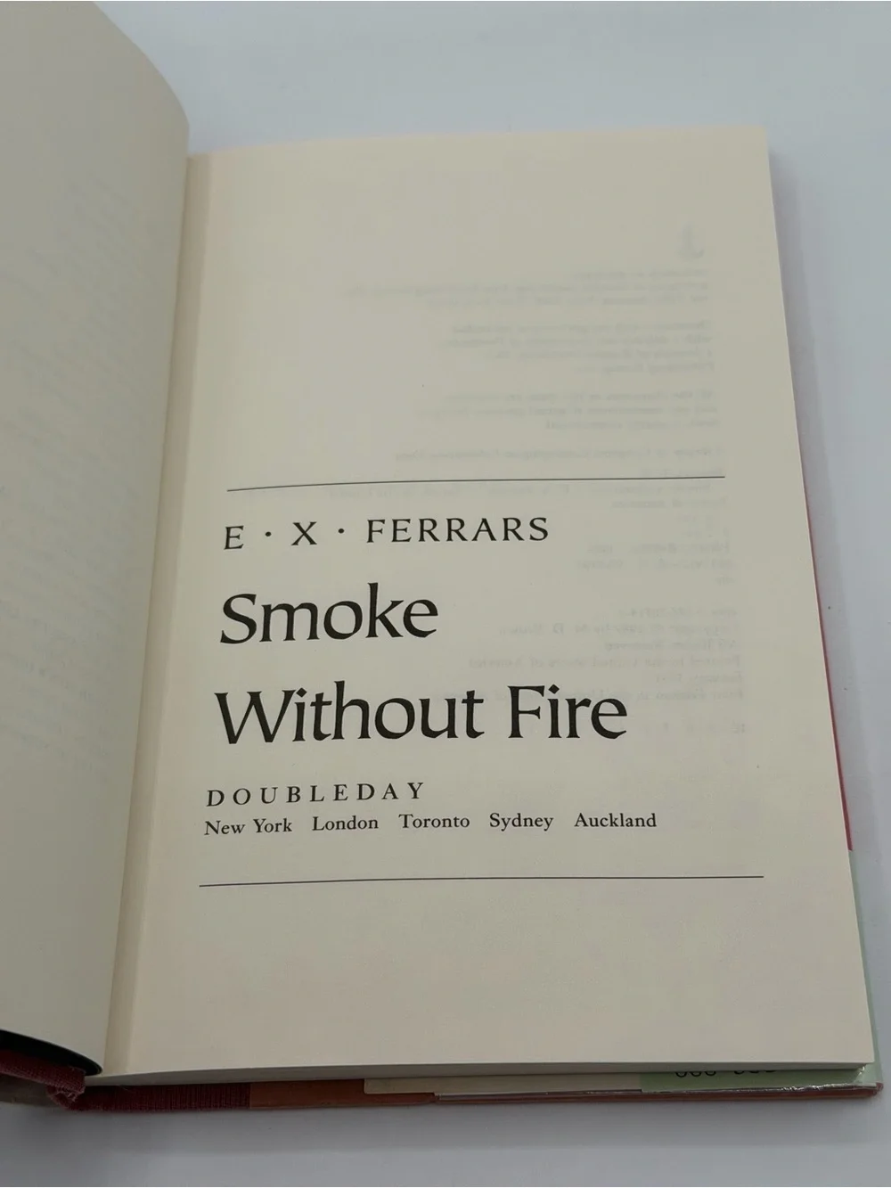 Smoke Without Fire by E.X. Ferrars Hardcover Book 1991 First Edition Library